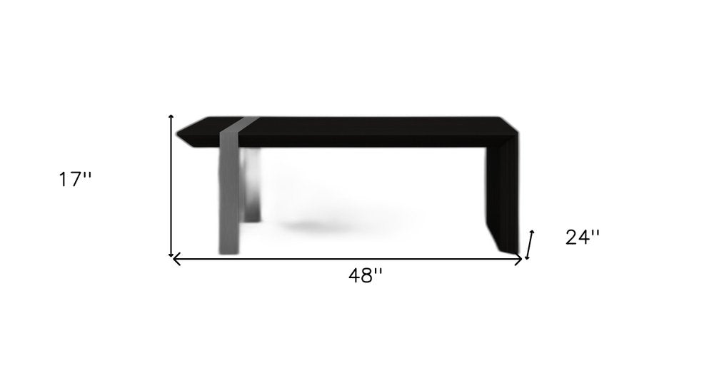Black and Silver Wood and Stainless Steel Distressed Sled Coffee Table