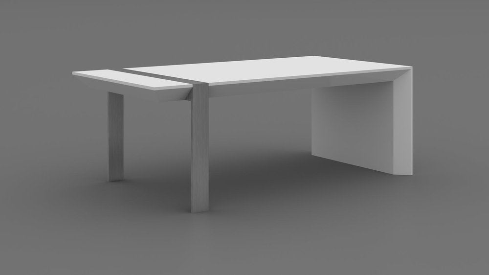 White and Silver Wood and Stainless Steel Coffee Table - 48-inch