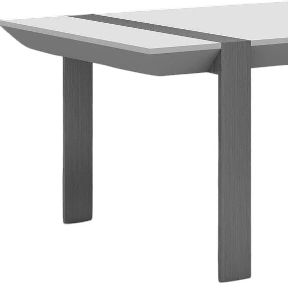 White and Silver Wood and Stainless Steel Coffee Table - 48-inch