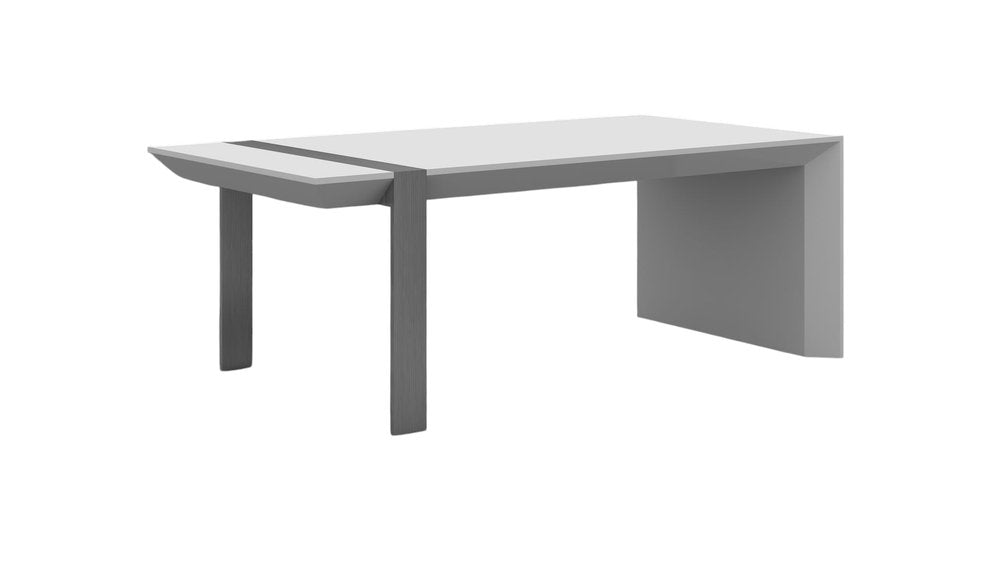 White and Silver Wood and Stainless Steel Coffee Table - 48-inch