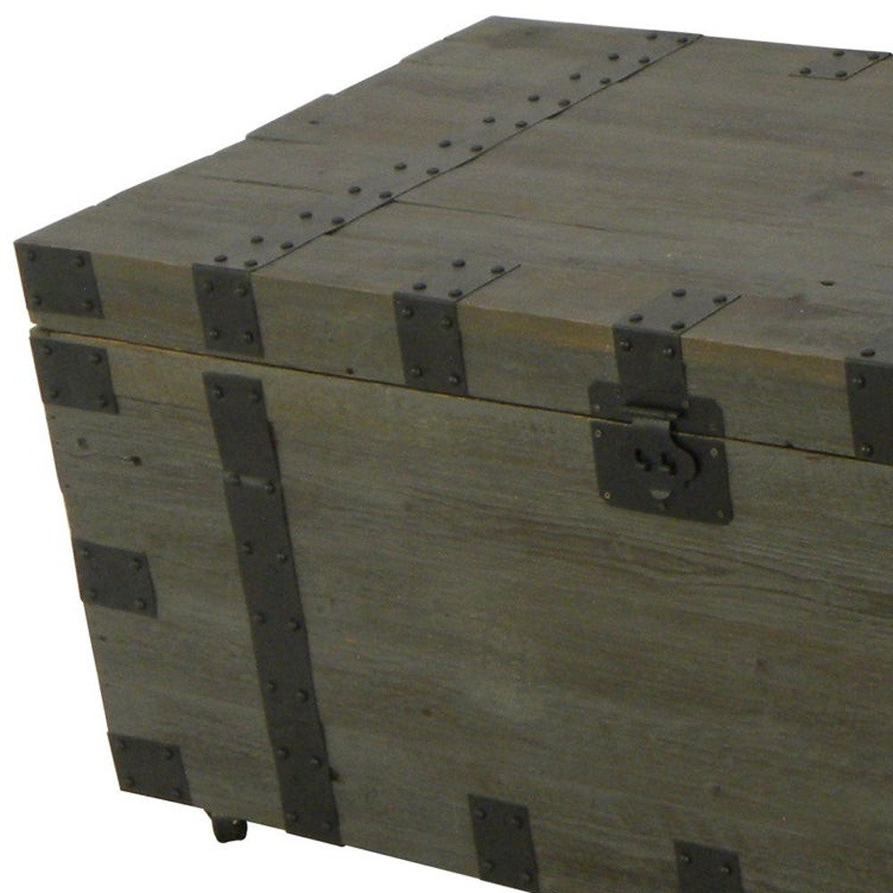 Brown Reclaimed Wood Distressed Trunk Coffee Table - 22-inch