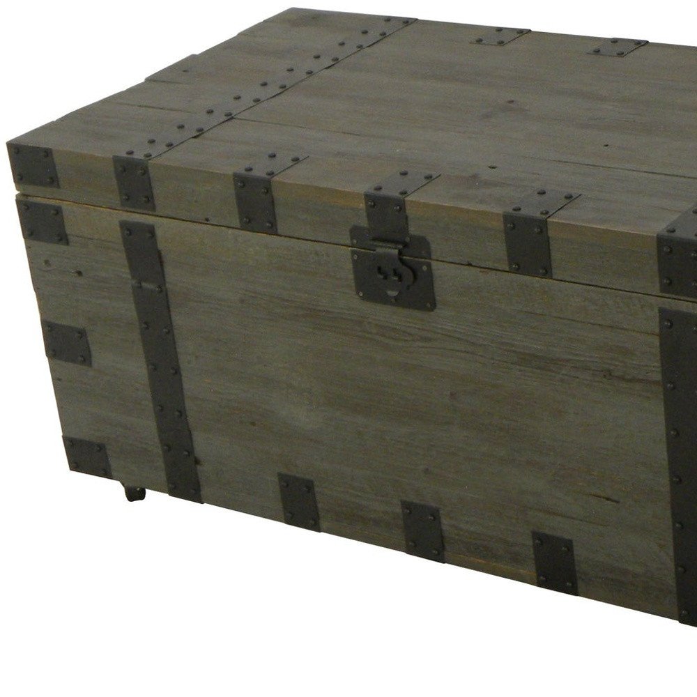 Brown Reclaimed Wood Distressed Trunk Coffee Table - 22-inch