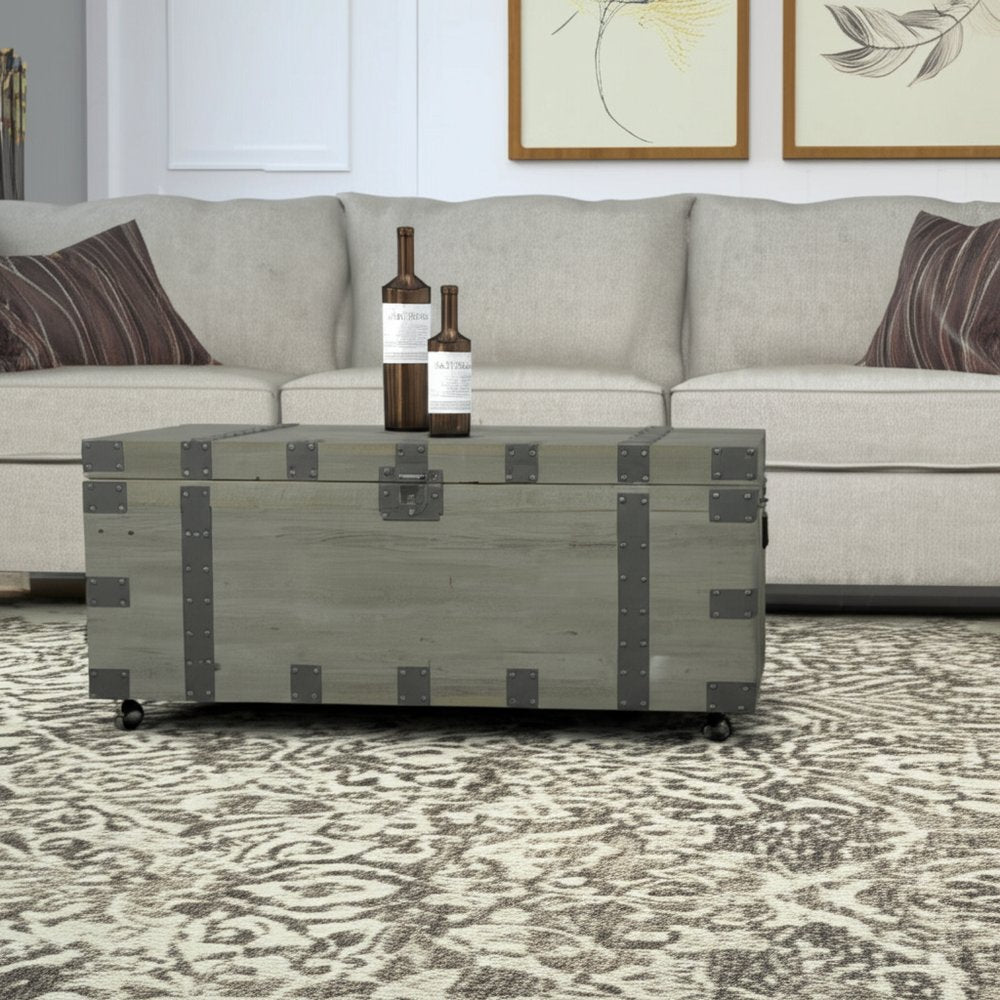 Brown Reclaimed Wood Distressed Trunk Coffee Table - 22-inch