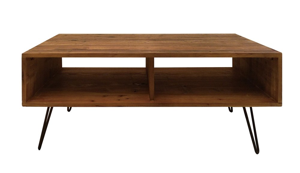 Brown and Black Wood and Metal Coffee Table with Shelf - 23-inch