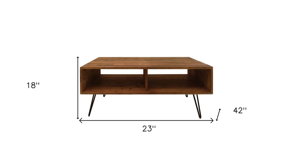 Brown and Black Wood and Metal Coffee Table with Shelf - 23-inch