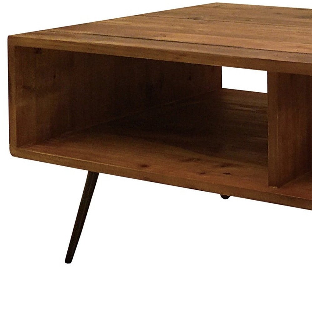 Brown and Black Wood and Metal Coffee Table with Shelf - 23-inch