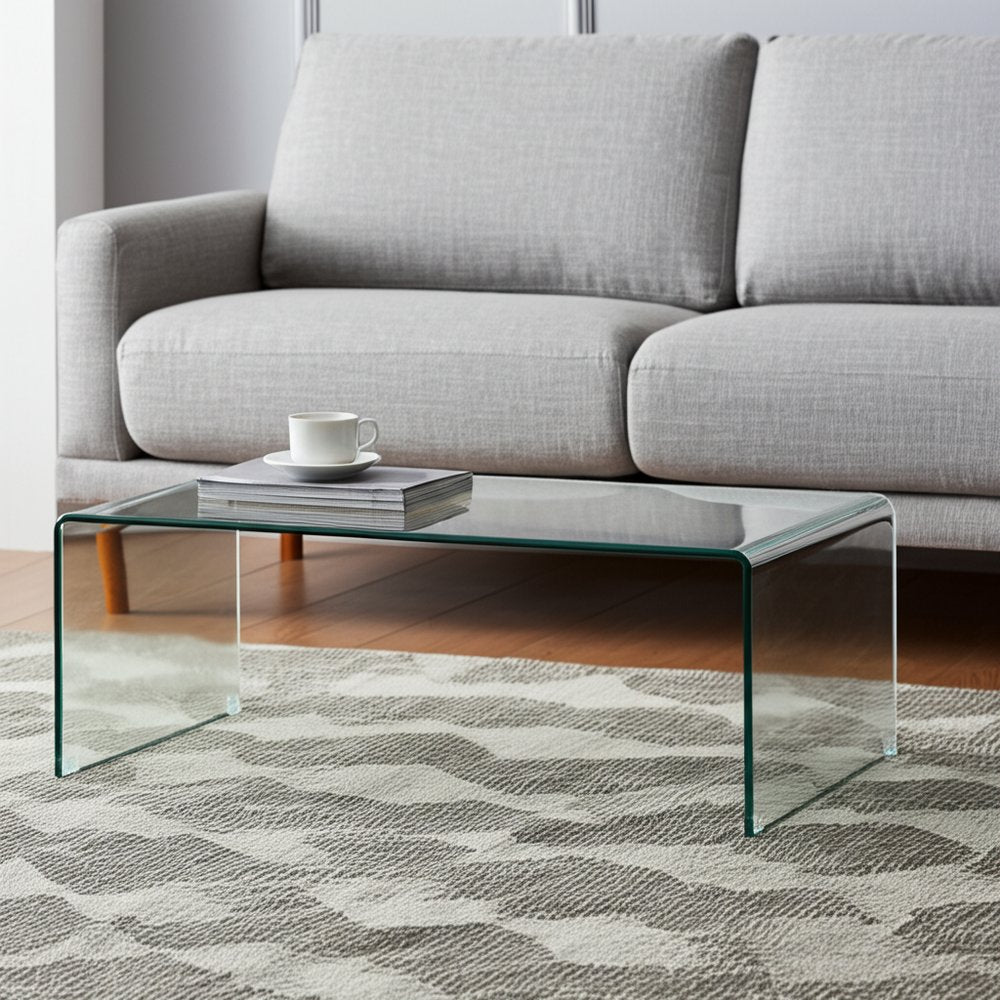 Clear Glass Sled Coffee Table - 24-inch