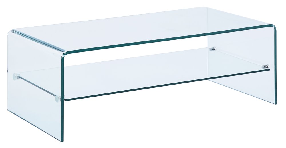 Clear Glass Sled Coffee Table with Shelf - 43-inch