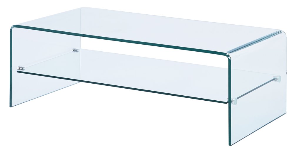 Clear Glass Sled Coffee Table with Shelf - 43-inch