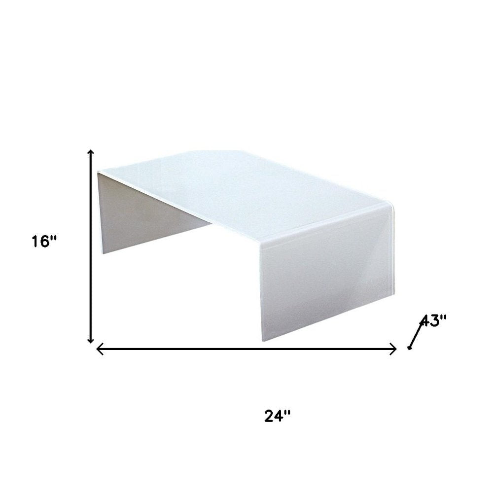 White Glass Sled Coffee Table - 24-inch