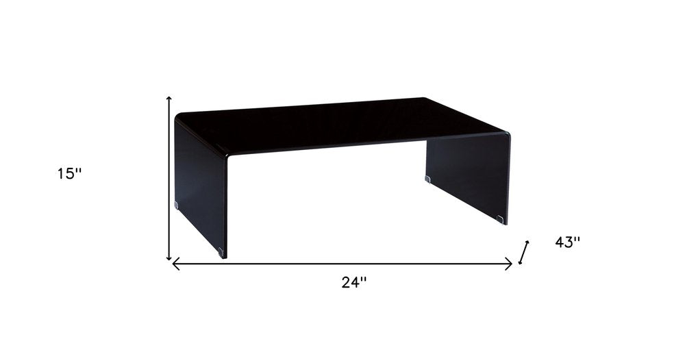 Black Glass Sled Coffee Table - 24-inch