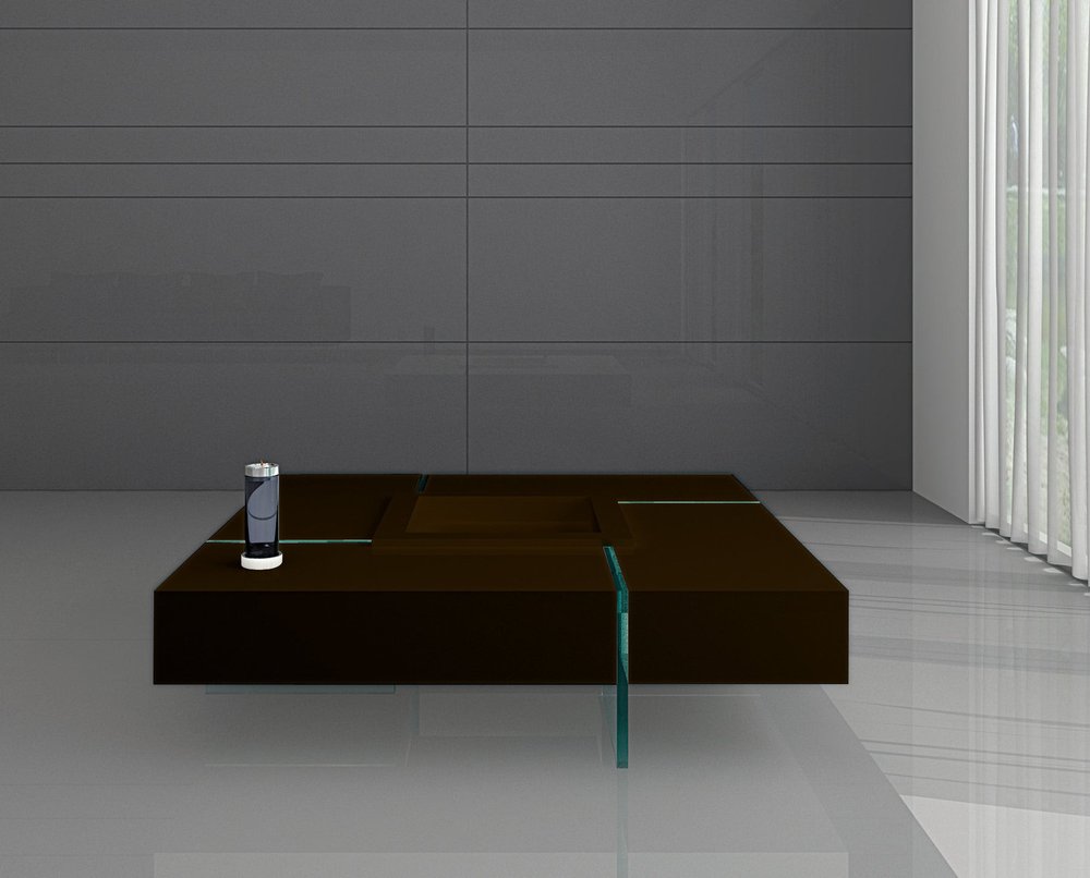 Espresso and Clear Wood and Glass Square Coffee Table - 47-inch