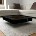 Espresso and Clear Wood and Glass Square Coffee Table - 47-inch