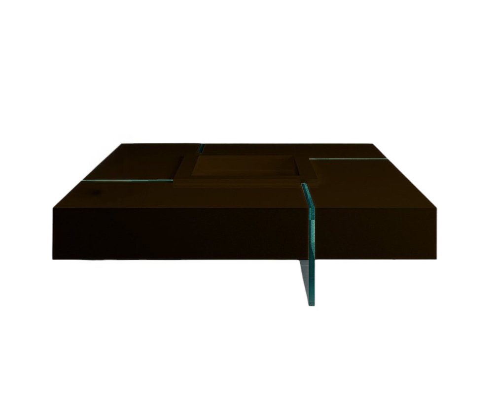 Espresso and Clear Wood and Glass Square Coffee Table - 47-inch