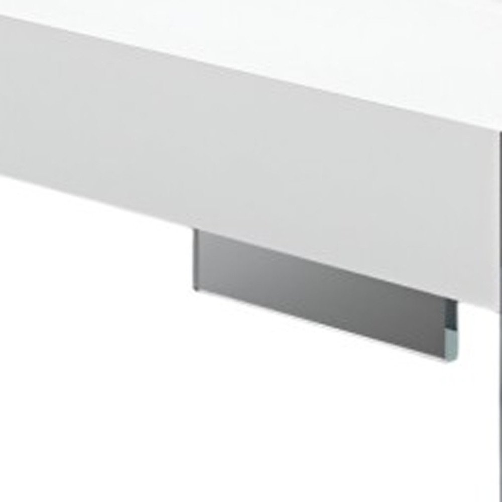 White and Clear Wood and Glass Square Sled Coffee Table - 47-inch