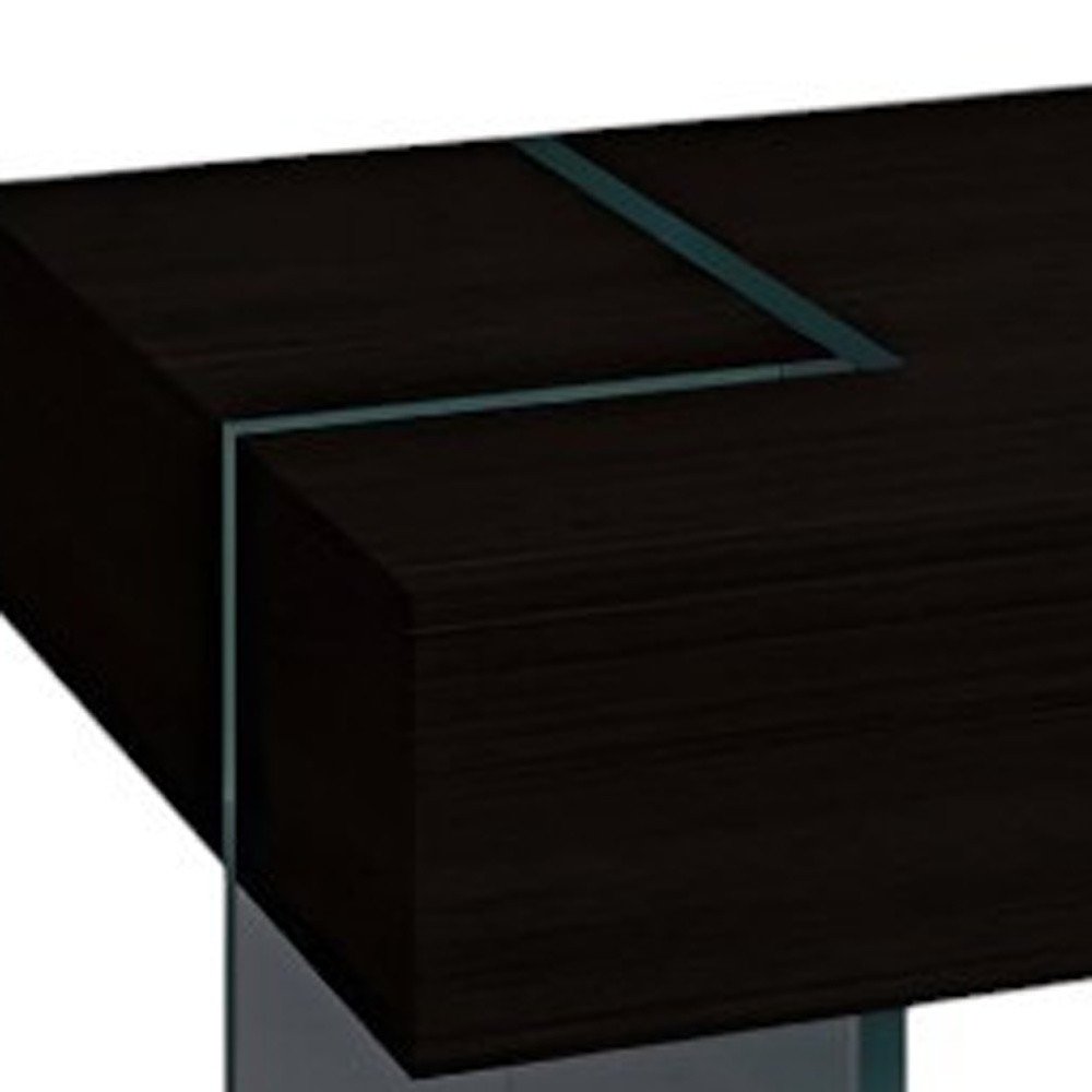 Black and Clear Wood and Glass Sled Coffee Table - 53-inch
