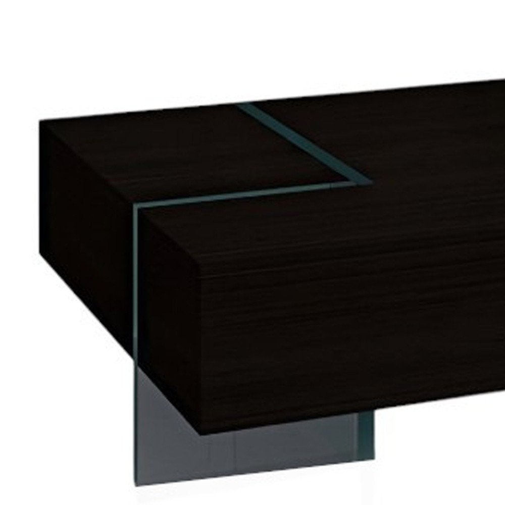 Black and Clear Wood and Glass Sled Coffee Table - 53-inch