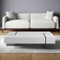 White and Clear Wood and Glass Sled Coffee Table - 53-inch