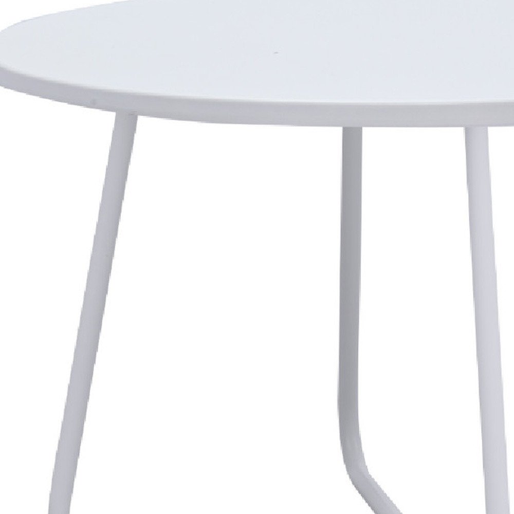 White Wood and Metal Round Cross Legs Coffee Table - 28-inch