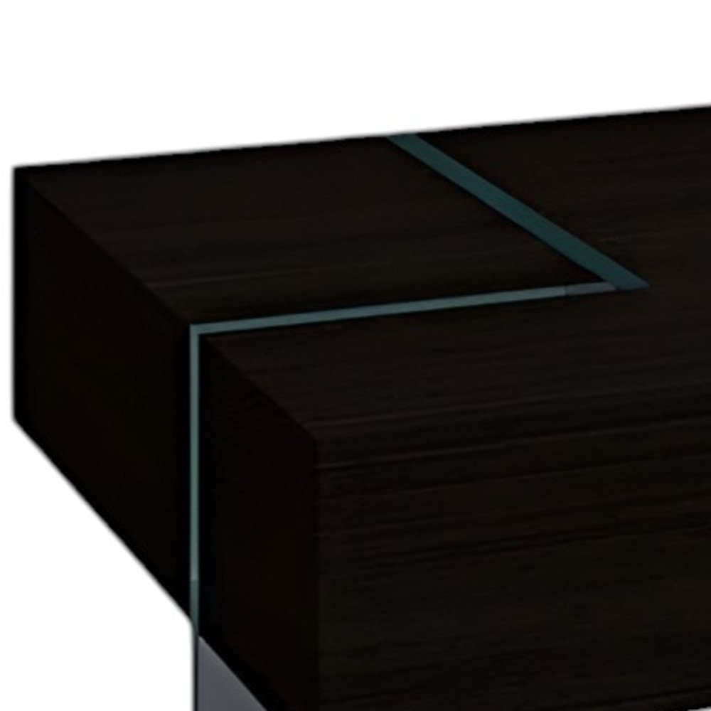 Black and Clear Wood and Glass Sled Coffee Table - 53-inch