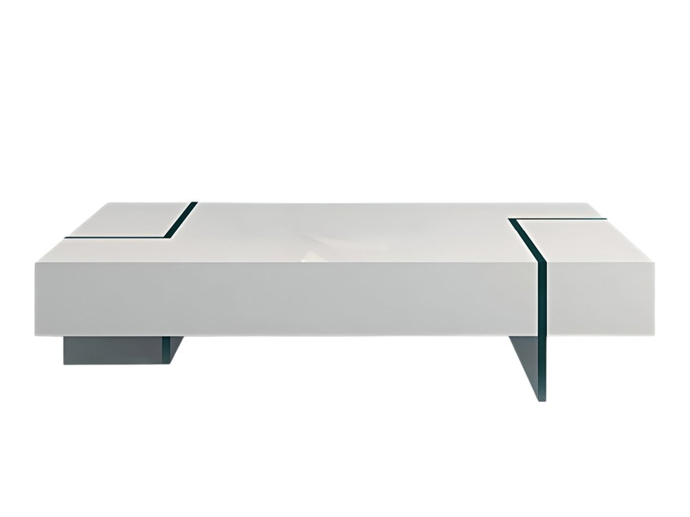 White and Clear Wood and Glass Sled Coffee Table - 53-inch
