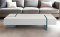 White and Clear Wood and Glass Sled Coffee Table - 53-inch