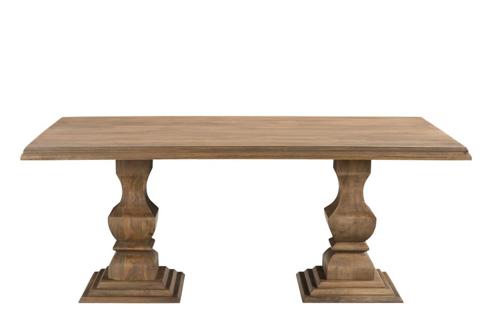 Brown Solid Wood Double Pedestal Base Dining Table - 75-inch