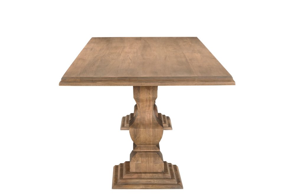 Brown Solid Wood Double Pedestal Base Dining Table - 75-inch
