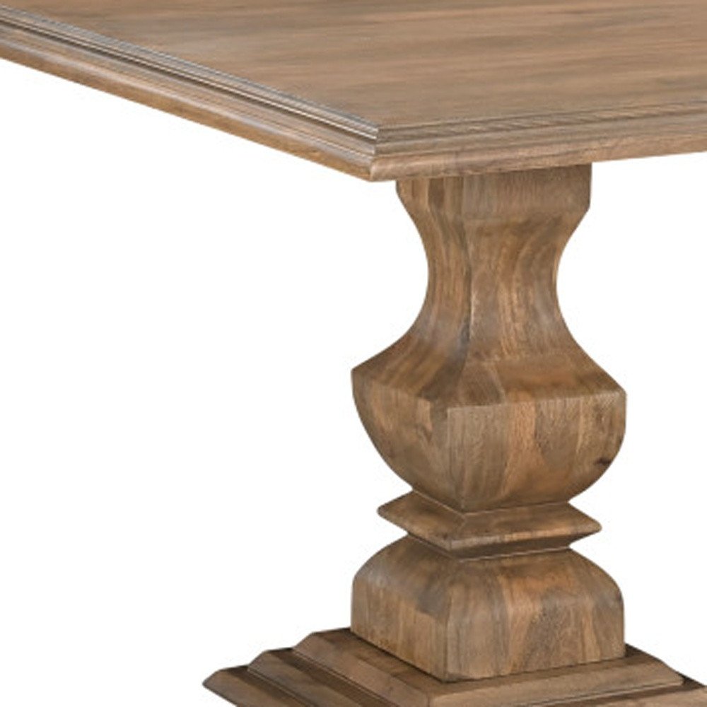 Brown Solid Wood Double Pedestal Base Dining Table - 75-inch