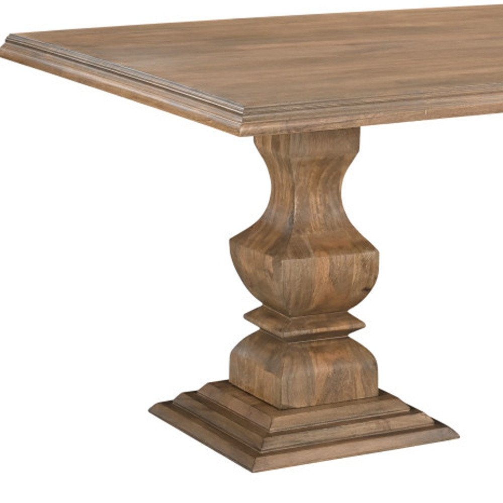 Brown Solid Wood Double Pedestal Base Dining Table - 75-inch