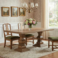 Brown Solid Wood Double Pedestal Base Dining Table - 75-inch
