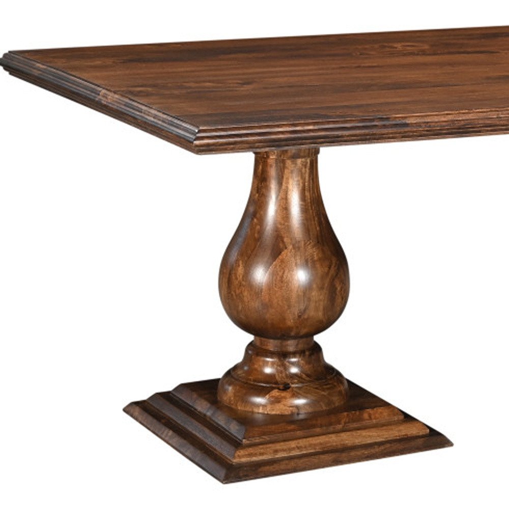 Dark Brown Wood Double Pedestal Base Dining Table - 75-inch