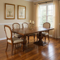 Dark Brown Wood Double Pedestal Base Dining Table - 75-inch