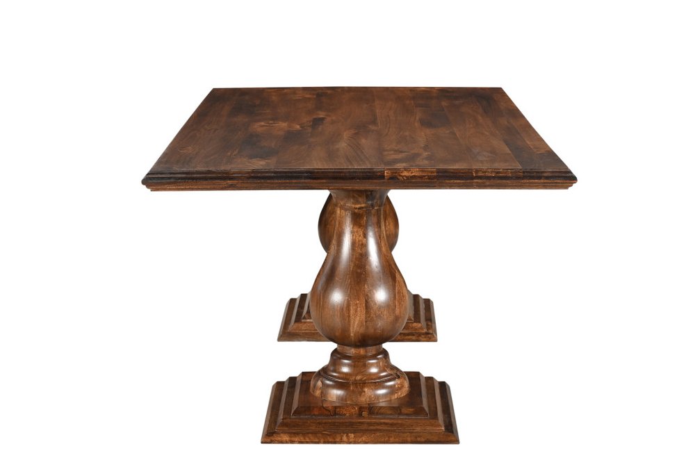 Dark Brown Wood Double Pedestal Base Dining Table - 75-inch