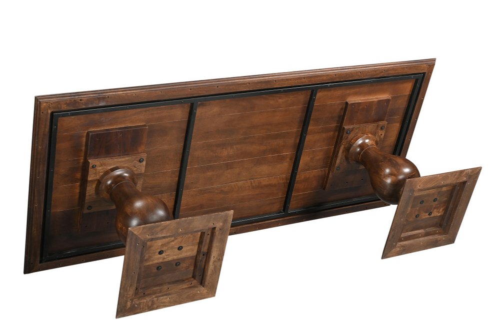 Dark Brown Wood Double Pedestal Base Dining Table - 75-inch