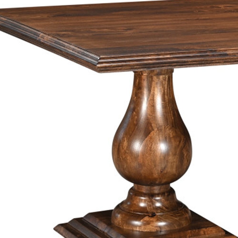 Dark Brown Wood Double Pedestal Base Dining Table - 75-inch