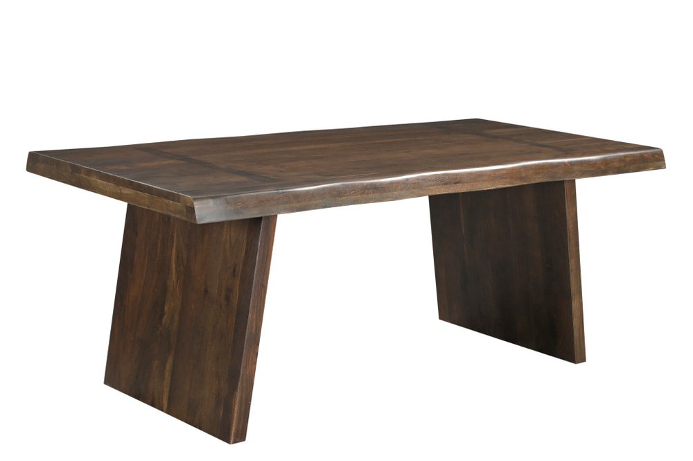 Dark Brown Solid Wood Live Edge Dining Table - 75-inch