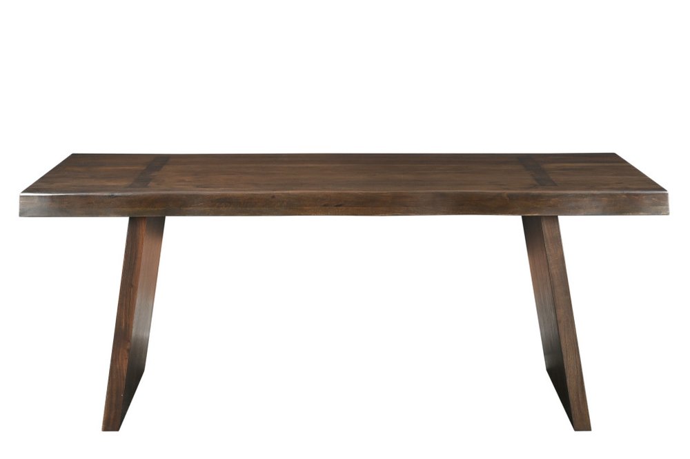 Dark Brown Solid Wood Live Edge Dining Table - 75-inch