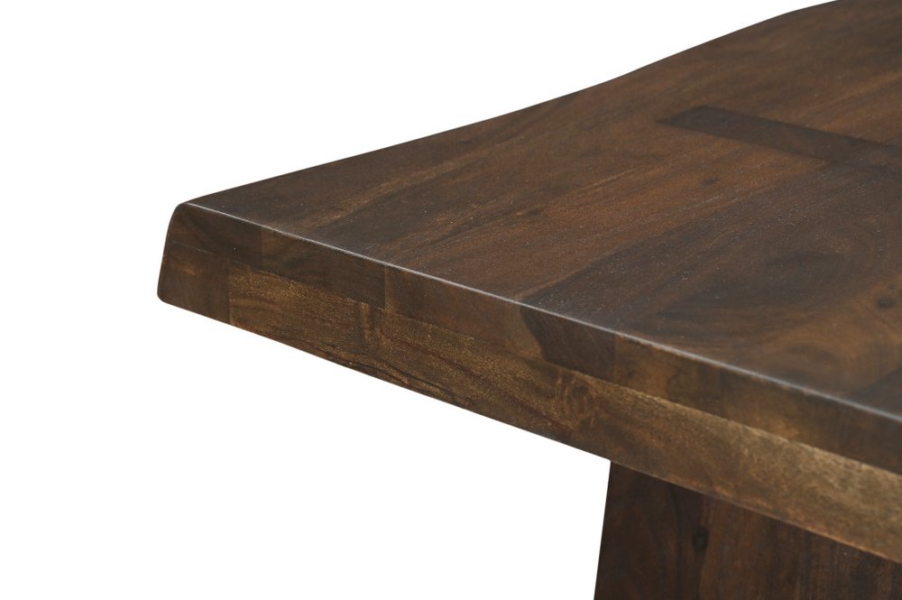 Dark Brown Solid Wood Live Edge Dining Table - 75-inch