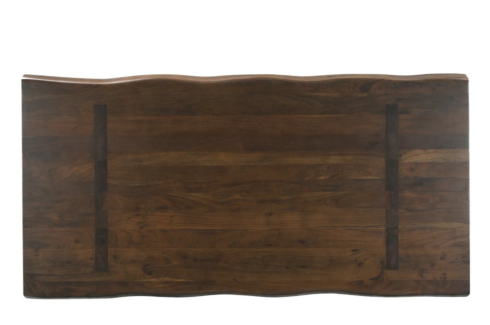 Dark Brown Solid Wood Live Edge Dining Table - 75-inch