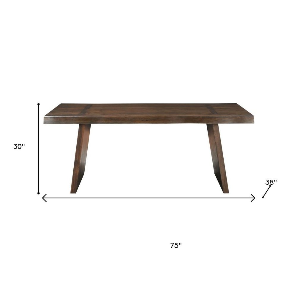 Dark Brown Solid Wood Live Edge Dining Table - 75-inch
