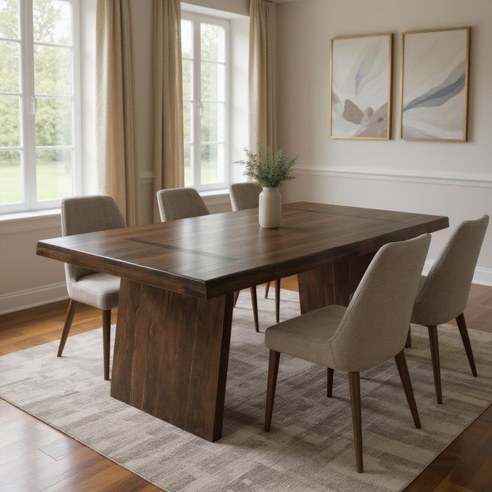 Dark Brown Wood Live Edge Dining Table - 86-inch