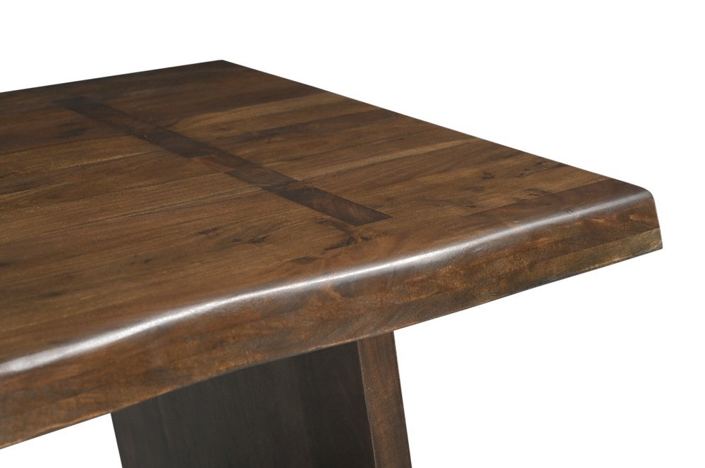 Dark Brown Wood Live Edge Dining Table - 86-inch