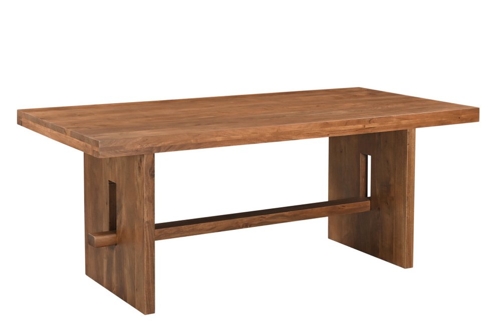 Brown Solid Wood Trestle Base Dining Table - 75-inch