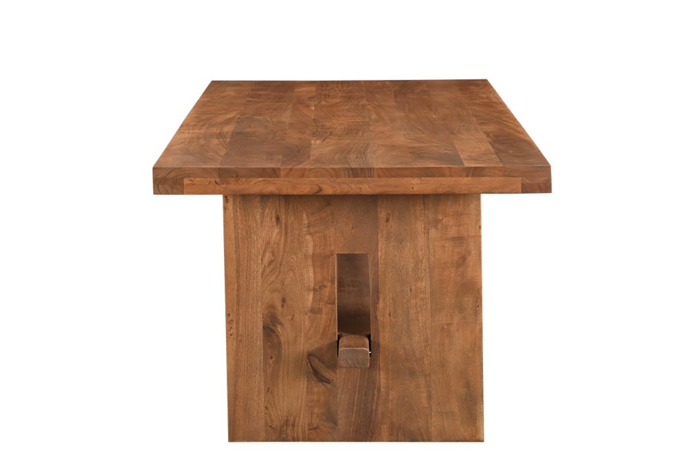Brown Solid Wood Trestle Base Dining Table - 75-inch