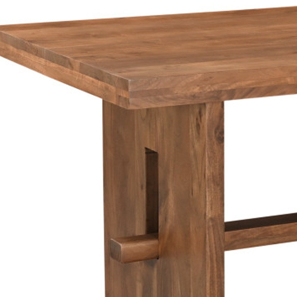 Brown Solid Wood Trestle Base Dining Table - 75-inch