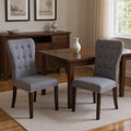Set of Two Gray and Brown Fabric and Wood Dining Side Chairs