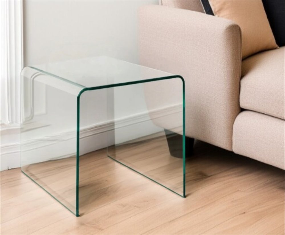 Clear Glass Rounded Edge End Table - 21-inch