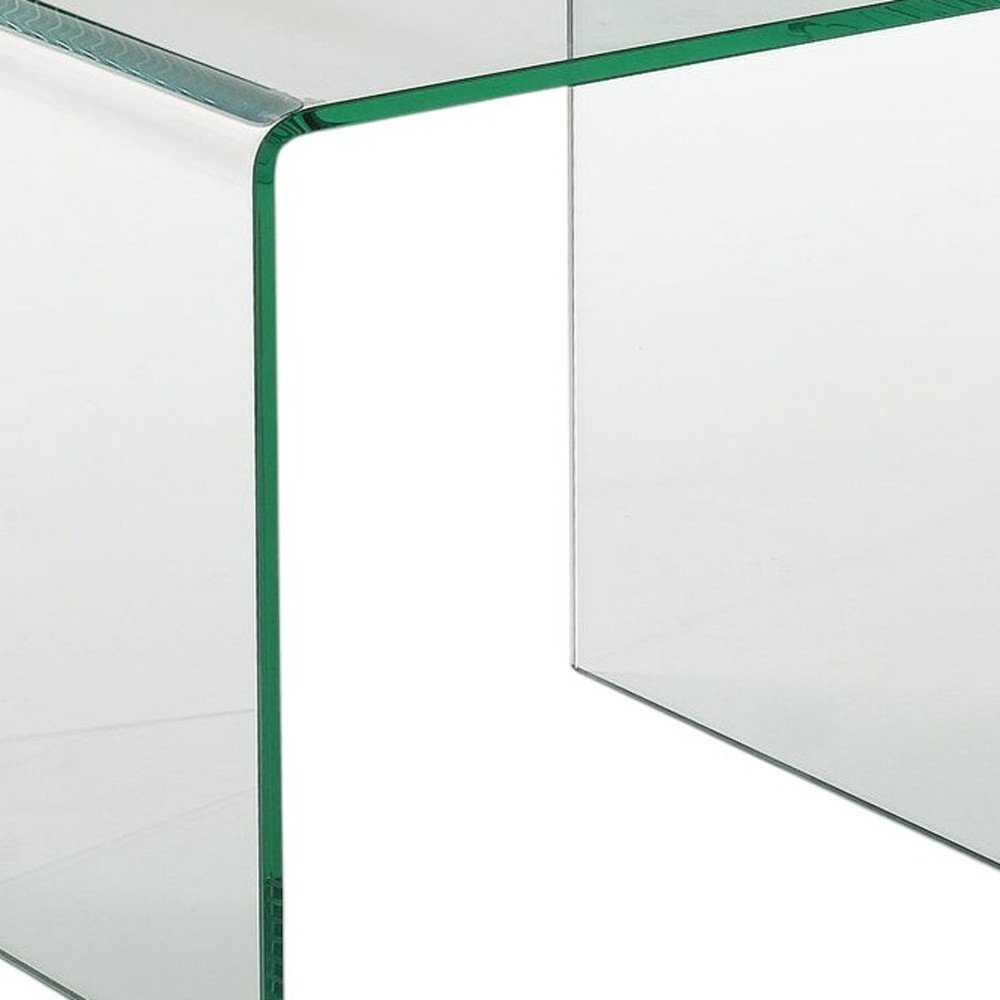 Clear Glass Rounded Edge End Table - 21-inch