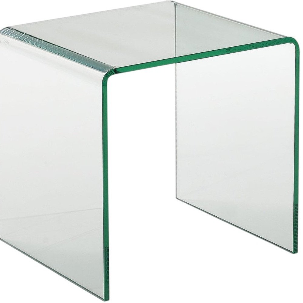 Clear Glass Rounded Edge End Table - 21-inch